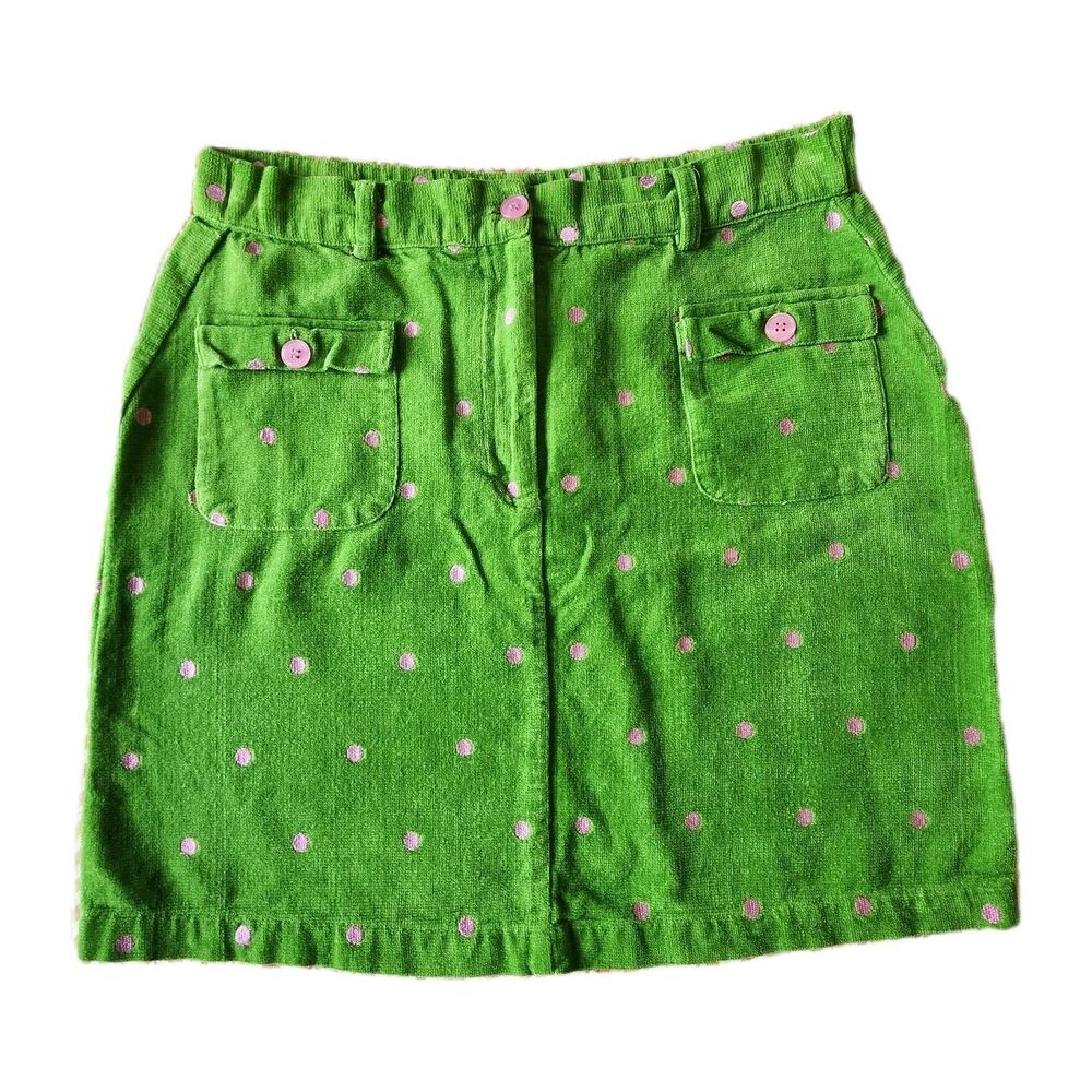 Girls Sz 10 Nick Nack Patty Wack Green Pink Polka Dot Skirt Embroidered
